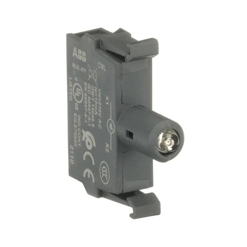 ABB MLBL Series LED Light Block 230V AC Yellow Illumination Screw Terminal 42x10x44mm 1SFA611621R1073 MLBL-07Y