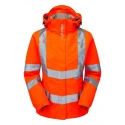 PULSAR Hi Vis Softshell Jacket for Women Orange Waterproof Polyester Hooded Size 8 PR705-R-08