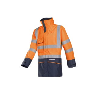 Sioen Hedland Navy Orange Unisex Hi Vis Jacket Flame Retardant Water Resistant Anti-Static S101-7223-L