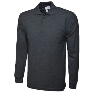 Uneek Charcoal Polyester, Cotton Long Sleeve Polo Shirt Size 2XL UC113