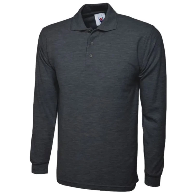Uneek Charcoal Polyester, Cotton Long Sleeve Polo Shirt Size 2XL UC113