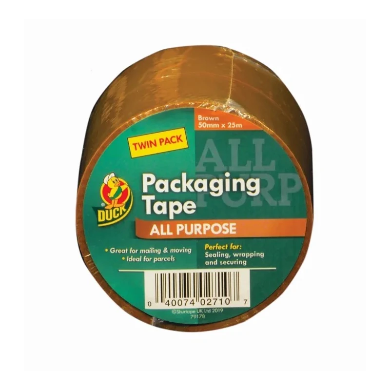 DUCK TAPE Brown Polypropylene Backing Packing Tape 50mm Width 25m Length Model 224530