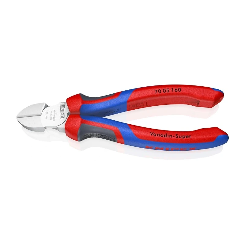 Knipex Side Cutter with Bevel, Chrome Vanadium Steel Jaw, Multi Component Plastic Grip, Forged Steel Handle 70 05 160