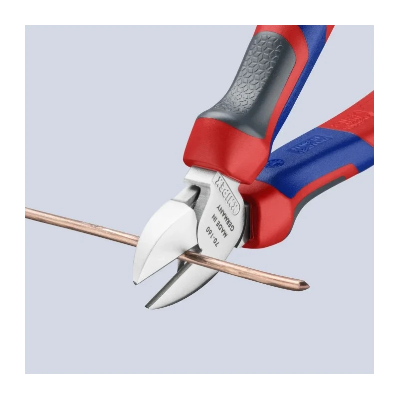 Knipex Side Cutter with Bevel, Chrome Vanadium Steel Jaw, Multi Component Plastic Grip, Forged Steel Handle 70 05 160