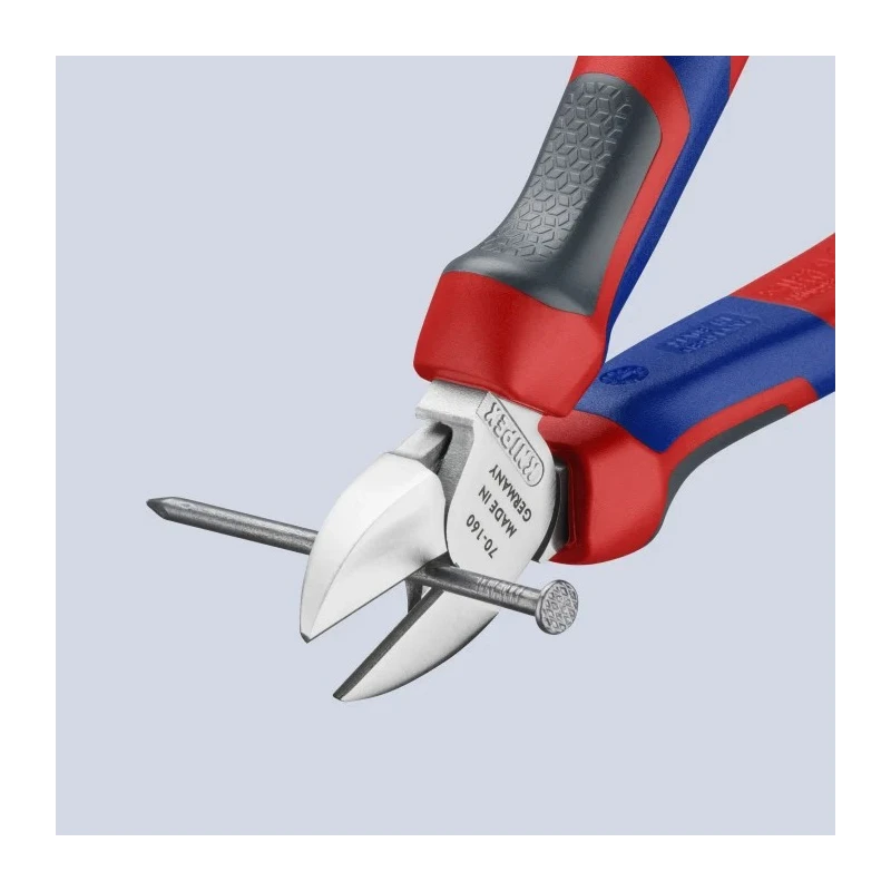 Knipex Side Cutter with Bevel, Chrome Vanadium Steel Jaw, Multi Component Plastic Grip, Forged Steel Handle 70 05 160
