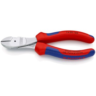 Knipex High Leverage Side Cutting Pliers With Bevel Jaw 160mm 74 05 160