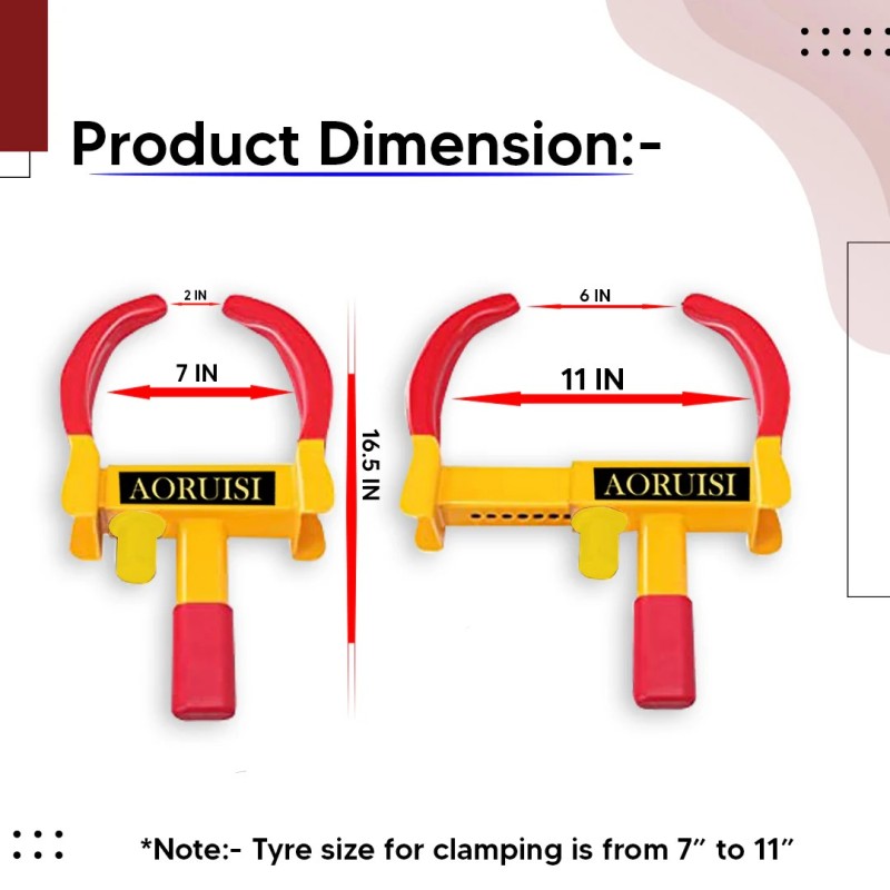 Buy Robustt Wheel Locker Red & Yellow With 2 Keys (Pack Of 10)