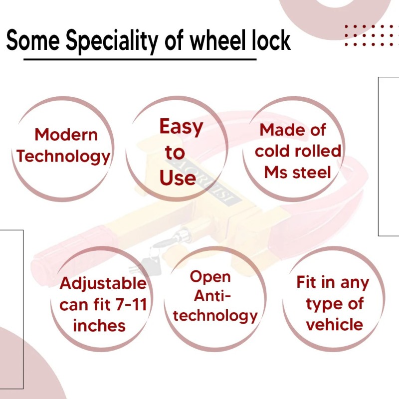 Buy Robustt Wheel Locker Red & Yellow With 2 Keys (Pack Of 10)