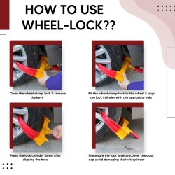 Buy Robustt Wheel Locker Red & Yellow With 2 Keys (Pack Of 10)