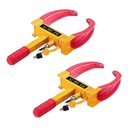 Buy Robustt Wheel Locker Red & Yellow With 2 Keys (Pack Of 2)