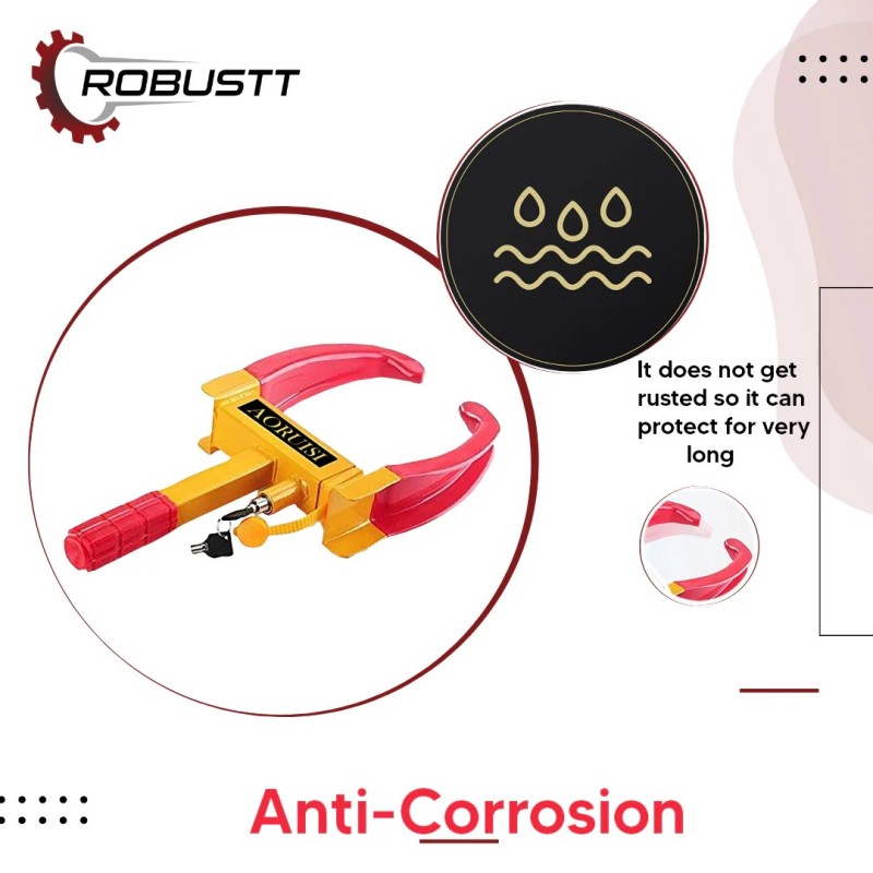 Buy Robustt Wheel Locker Red & Yellow With 2 Keys (Pack Of 2)