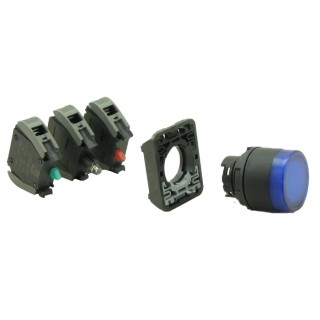 RS PRO Illuminated Push Button Complete Unit Panel Mount 23 mm Cutout Blue 1 NO/1 NC IP65 IP65