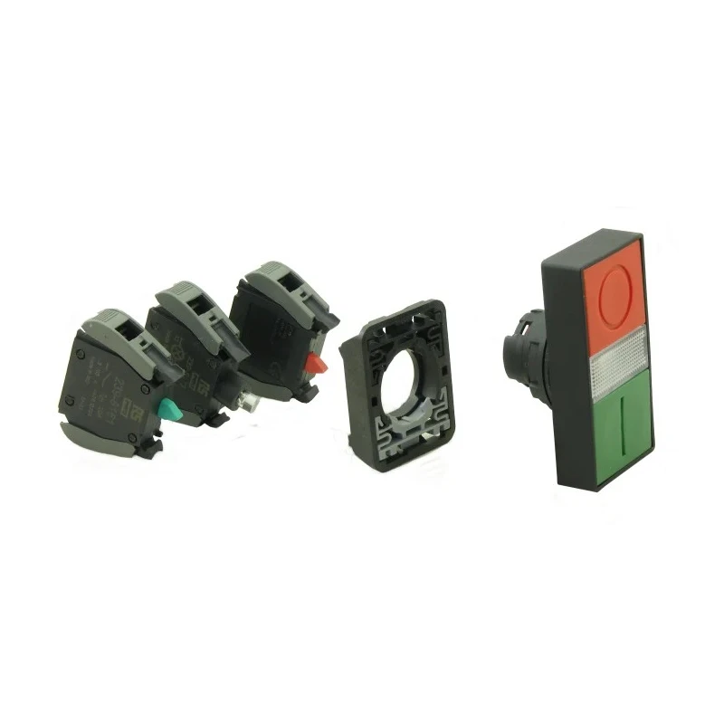 RS PRO Illuminated Push Button Complete Unit Panel Mount 23 mm Cutout Green Red 1 NO 1 NC IP65 IP65