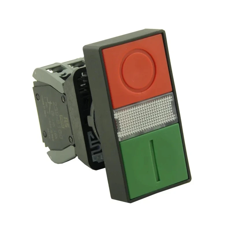 RS PRO Illuminated Push Button Complete Unit Panel Mount 23 mm Cutout Green Red 1 NO 1 NC IP65 IP65