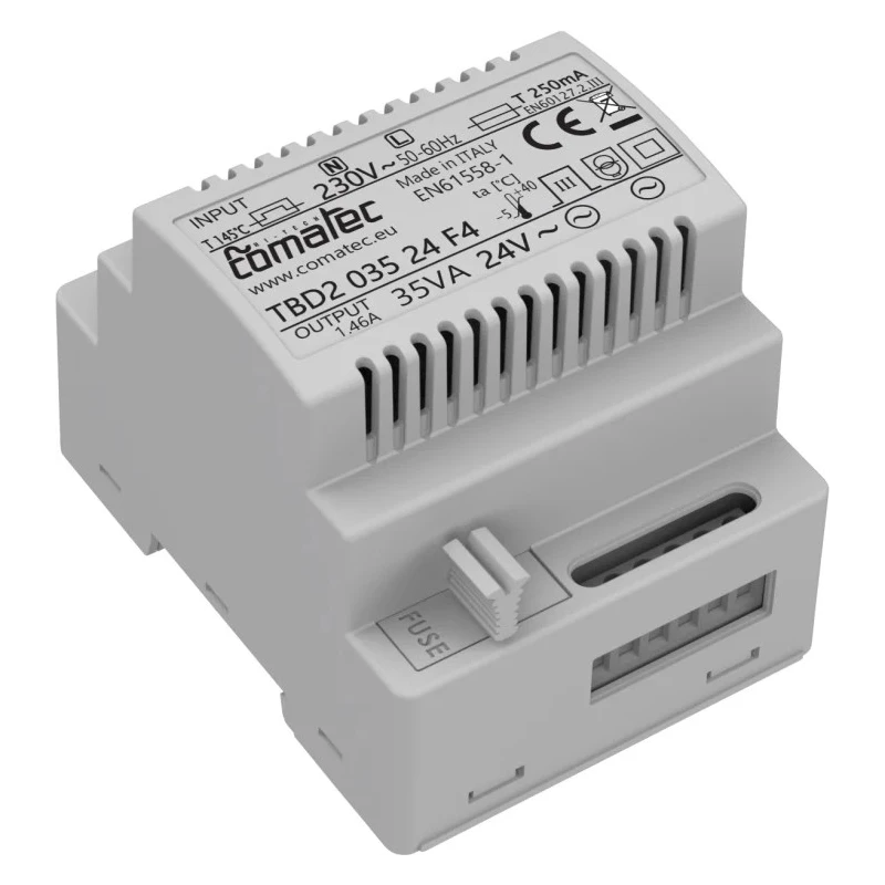 Comatec 35 VA DIN Rail Transformer, 230 V ac Primary, 24 V ac Secondary, DIN Rail Mount, 1 Output TBD2 035 24 F4