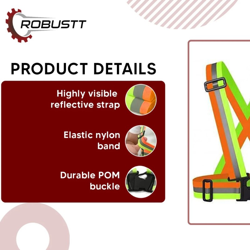 Buy Robustt Dual Color Safety Reflective Vest Belt Jacket