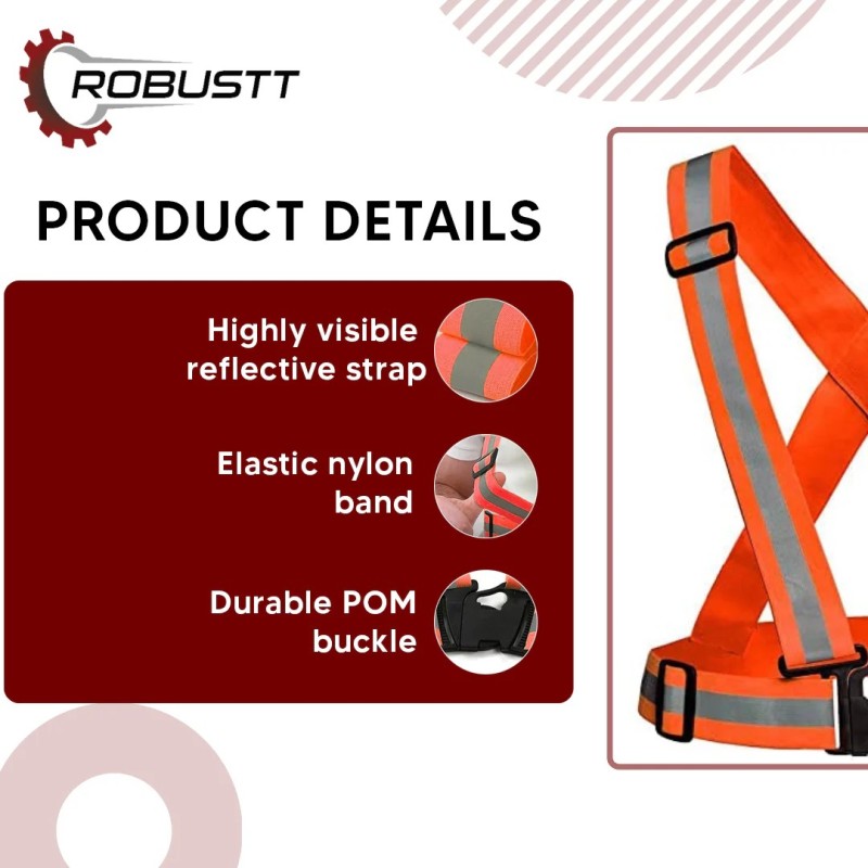 Buy Robustt Orange Safety Reflective Vest Belt Jacket