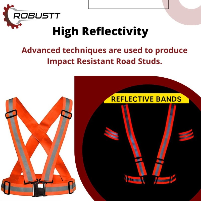 Buy Robustt Orange Safety Reflective Vest Belt Jacket