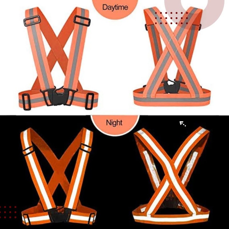 Buy Robustt Orange Safety Reflective Vest Belt Jacket