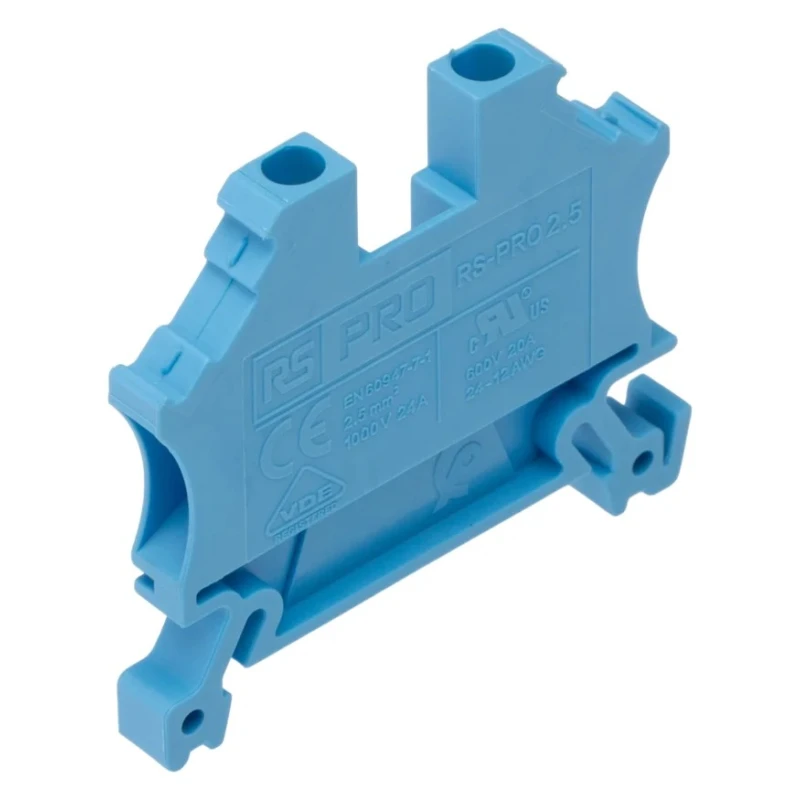 RS PRO Feed Through Terminal Block Blue 1-Level Cage Clamp 24A 1000V VDE 242-0479