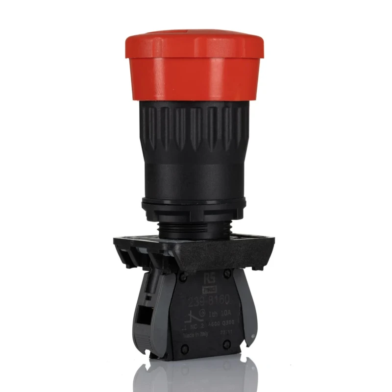 RS PRO Twist Release Emergency Stop Push Button Panel Mount 22 mm Cutout 1 NC IP65 242-0836
