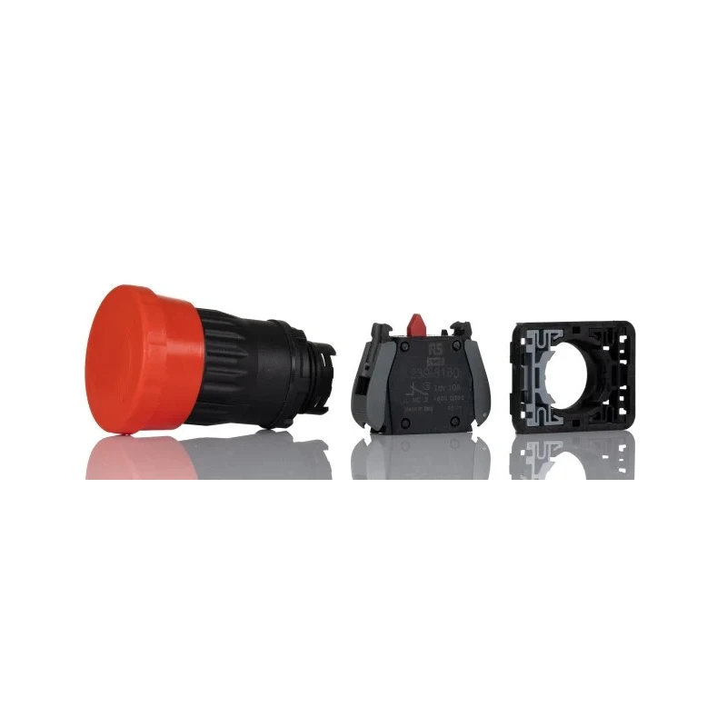 RS PRO Twist Release Emergency Stop Push Button Panel Mount 22 mm Cutout 1 NC IP65 242-0836