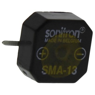 Sonitron 75 dB Surface Mount Continuous Tone Piezo Buzzer Component 14 mm Length, 6.5 mm Height, 1.5V dc Min 24V dc SMA-13-S