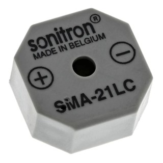 Sonitron 91 dB Through Hole Continuous Internal 9.5 mm Buzzer 21 mm 1.5 V dc Min 15V dc Max SMA-21LC-P10