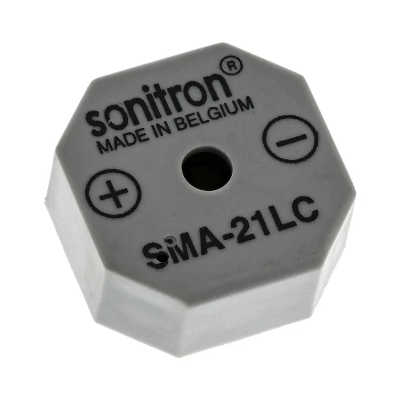 Sonitron 91 dB Through Hole Continuous Internal 9.5 mm Buzzer 21 mm 1.5 V dc Min 15V dc Max SMA-21LC-P10