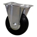 Guitel Hervieu Fixed Castor, 50 mm Wheel Diameter, 50 kg Load Capacity, Rubber Wheel, Pressed Steel Frame, Bright 5083052