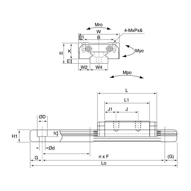 NSK Linear Guide Carriage LU Series Miniature, 43.6mm Length, 32mm Width, 5.55 kN Dynamic Load, Model LAU15AL