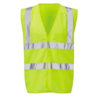 Orbit International Yellow Waterproof Hi Vis Vest Polyester Velcro Closure Unisex 2XL HVW03-Y-2XL