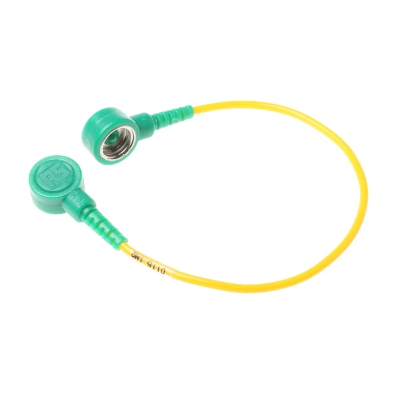 RS PRO ESD Grounding Cord 0.18m Straight 10 mm Press-Stud Terminations 1 MΩ Resistance 287-7470