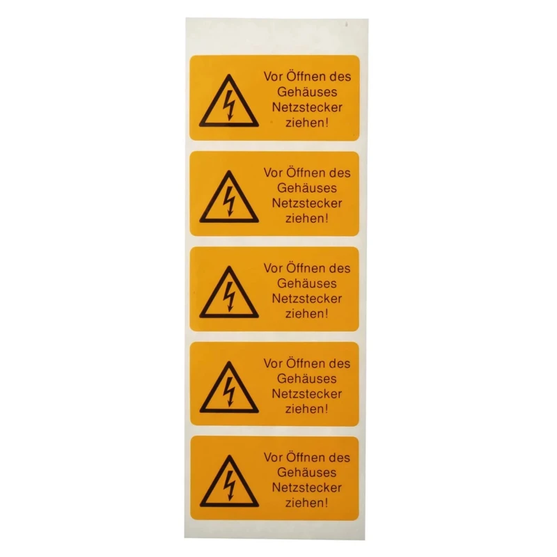 Idento Yellow Polyvinyl Chloride Safety Label Vor Öffnen des Gehäuses Netzstecker ziehen! ESSW17052