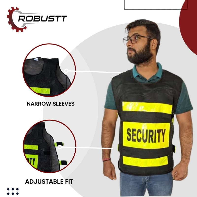 Buy Robustt Polyester Security Print Reflective Safety Jacket