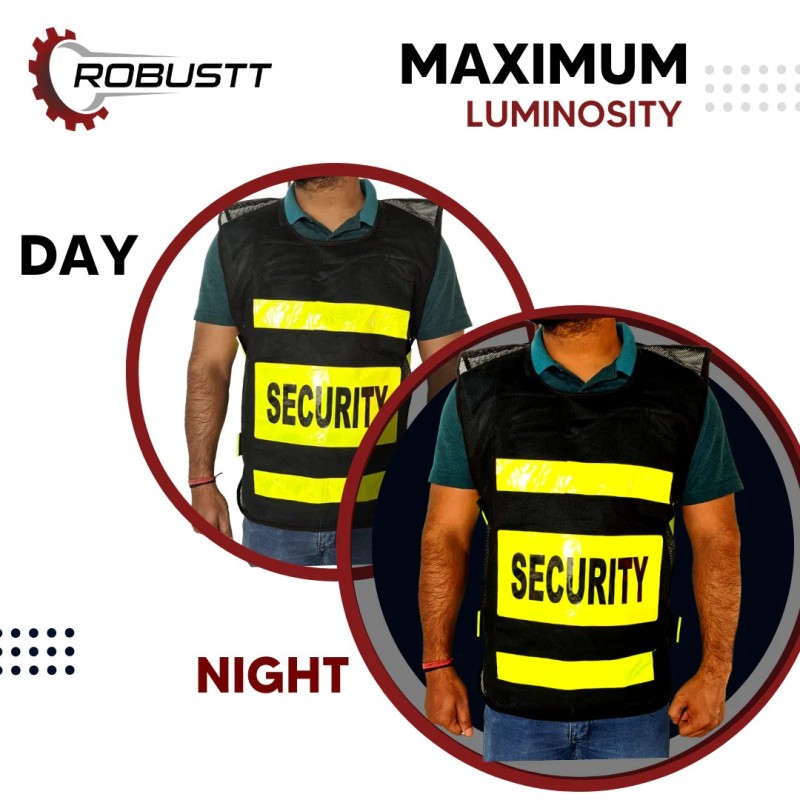 Buy Robustt Polyester Security Print Reflective Safety Jacket