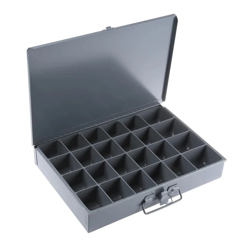 Durham 24 Cell Grey Steel Compartment Box, 50 mm Height x 339 mm Width x 234 mm Depth 303-4674