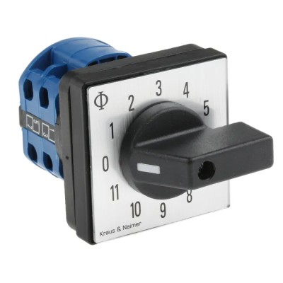 Kraus & Naimer Cam Switch, 12 Position, 6A, Panel Mount, Model CAD11.A543/GBA001.EF