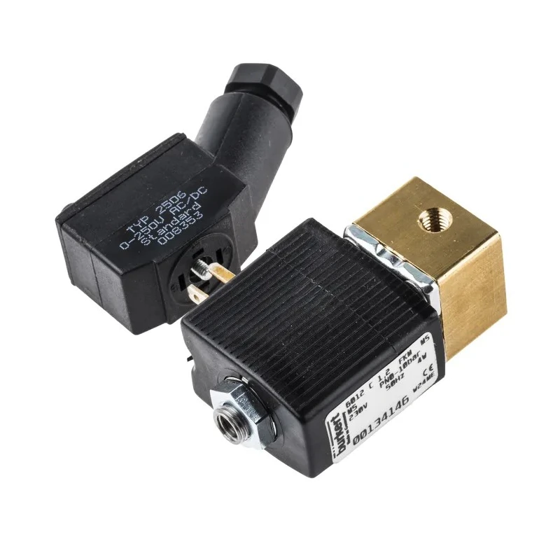 Burkert Brass Body 3 Port Normally Closed Solenoid Valve 230V AC 6012 Series 134146