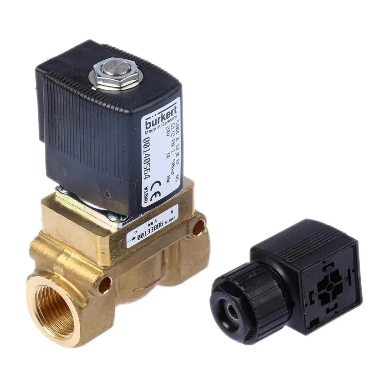 Burkert 2-Port Normally Closed Brass Solenoid Valve, 24V dc, 12mm Orifice, Max 50 bar Operating Pressure 140564
