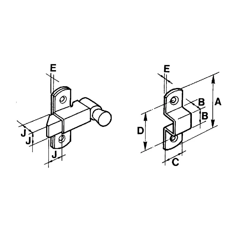 Pinet Steel Zinc Plated Door Bolt 36.5 mm Length 3.5 mm Mounting Hole Diameter Model 16-1-3625