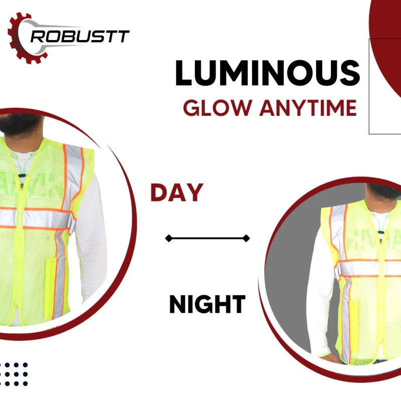 Buy Robustt PolyesterV Neck Reflective Safety Jacket (5 piece)