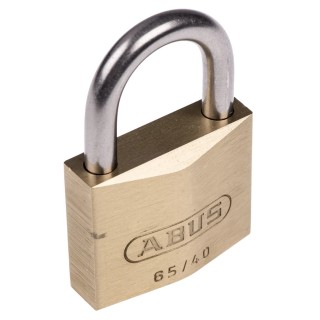 ABUS Weatherproof Keyed Brass Padlock, 40mm Body Width, 6.5 mm Stainless Steel Shackle XR0065IB40
