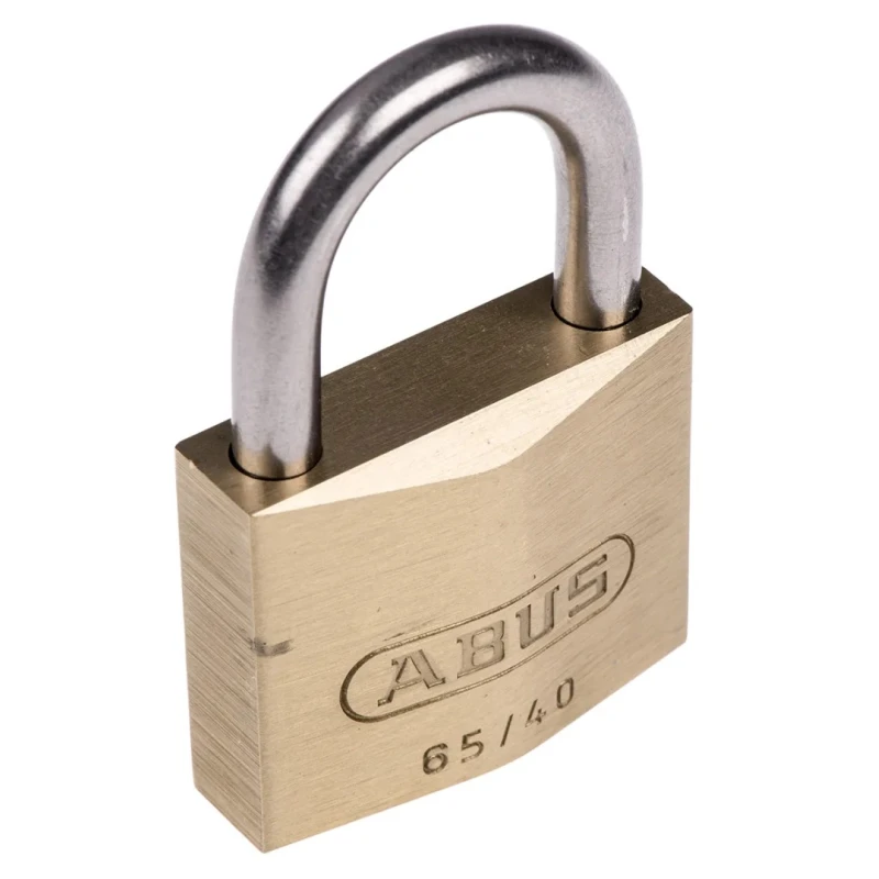 ABUS Weatherproof Keyed Brass Padlock, 40mm Body Width, 6.5 mm Stainless Steel Shackle XR0065IB40
