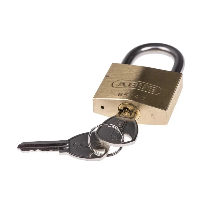 ABUS Weatherproof Keyed Brass Padlock, 40mm Body Width, 6.5 mm Stainless Steel Shackle XR0065IB40