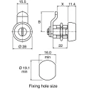 Euro-Locks a Lowe & Fletcher group Company Stainless Steel Camlock, 22 mm Panel-to-Tongue, Key Unlock 1414014