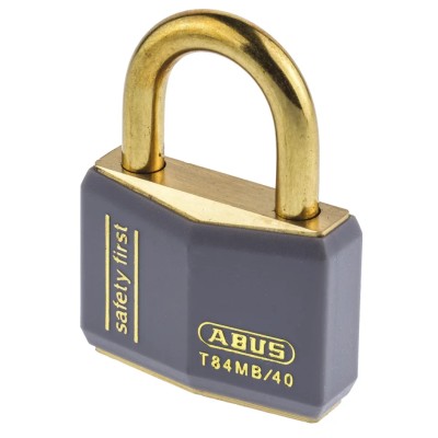 ABUS Keyed Brass Safety Padlock Weatherproof, 6 mm Shackle Diameter, 40 mm Body Width XR0084GY 40