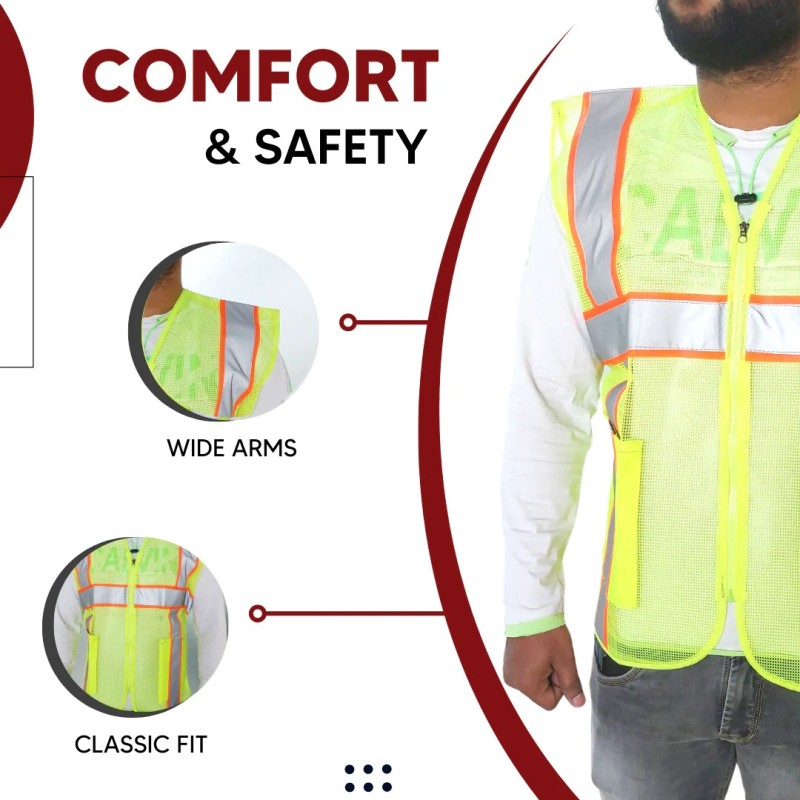 Buy Robustt PolyesterV Neck Reflective Safety Jacket (5 piece)