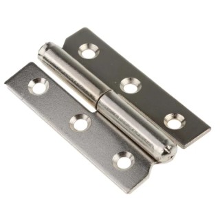 Pinet Nickel Plated Steel Butt Hinge with Lift Off Pin Screw Fixing 50mm x 30mm x 1.2mm 14-7-3394