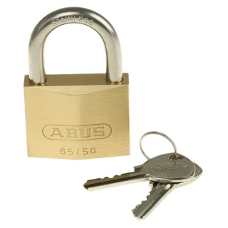 ABUS Weatherproof Keyed Alike Padlock Stainless Steel Shackle 8 mm Diameter 29 mm Length Brass Body 50 mm Width XR0065IB50KA8